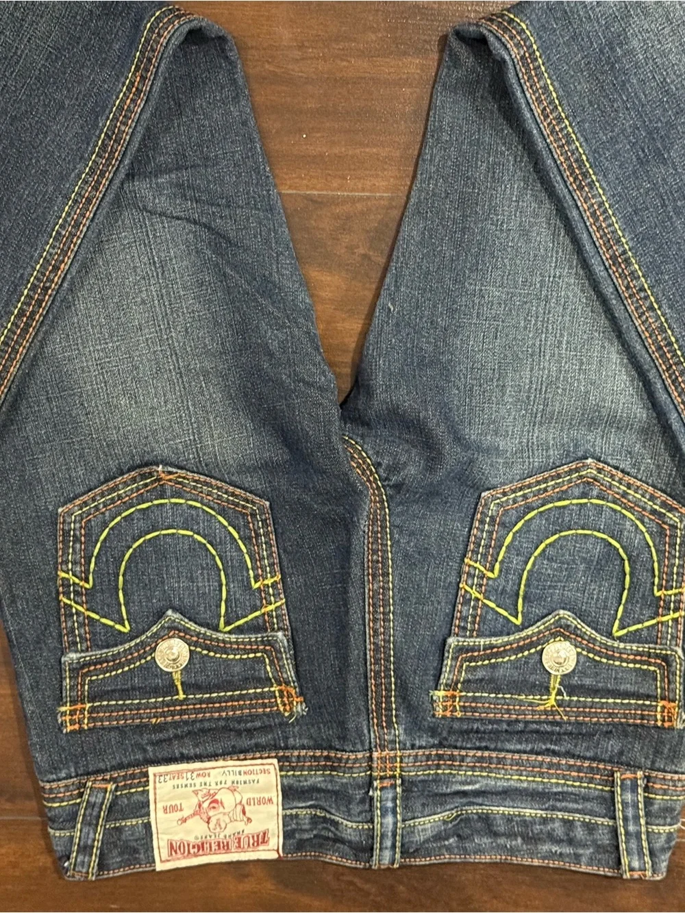 True Religion Women's Dark Indigo Boot Cut Jeans with Multicolor Stitching - Picture 4 of 5